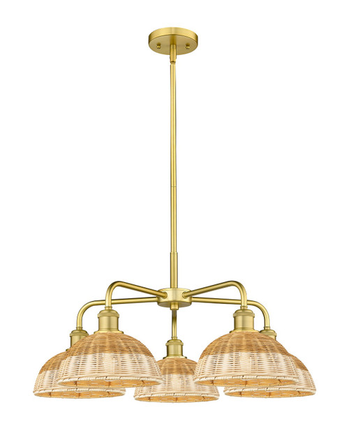 Innovations - 516-5CR-SG-NBD2-9-NAT - Five Light Chandelier - Ballston - Satin Gold