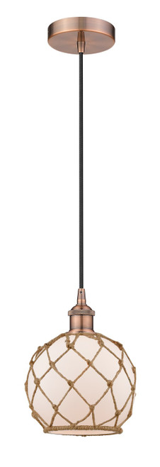manufacturer_finish:Antique Copper|manufacturer_glass:White Glass with Brown Rope|light_output:220.00lm|color_temperature:2200K|cri:99