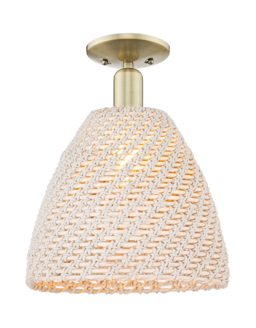 Innovations - 716-1C-AB-NBD-12-NAT - One Light Semi-Flush Mount - Arcadia - Antique Brass