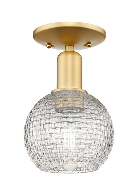 Innovations - 716-1C-SG-G122C-6CL - One Light Semi-Flush Mount - Arcadia - Satin Gold