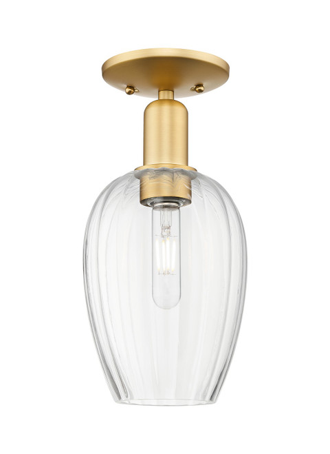 Innovations - 716-1C-SG-G457-6CL - One Light Semi-Flush Mount - Arcadia - Satin Gold