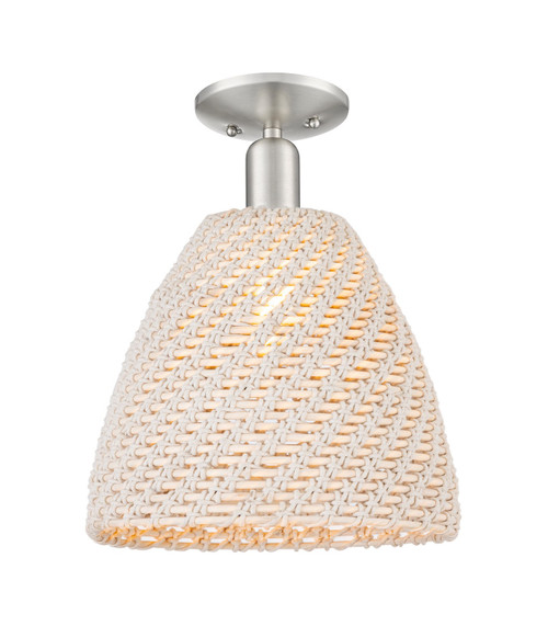 Innovations - 716-1C-SN-NBD-12-NAT - One Light Semi-Flush Mount - Arcadia - Brushed Satin Nickel