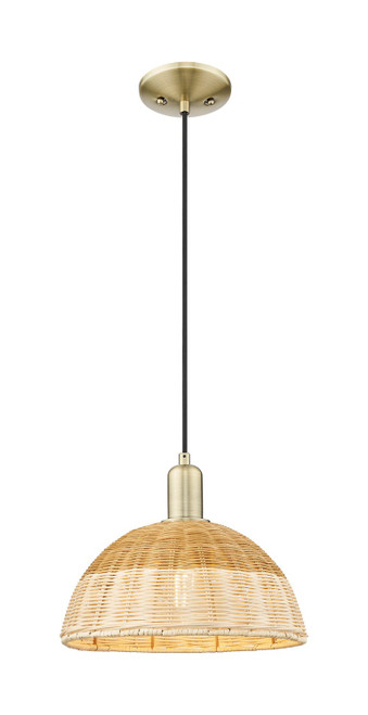 Innovations - 716-1P-AB-NBD2-12-NAT - One Light Mini Pendant - Arcadia - Antique Brass