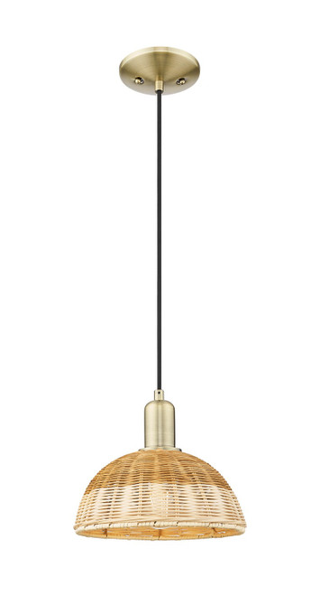 Innovations - 716-1P-AB-NBD2-9-NAT - One Light Mini Pendant - Arcadia - Antique Brass