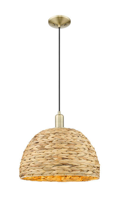 Innovations - 716-1P-AB-RBD-16-NAT - One Light Mini Pendant - Arcadia - Antique Brass