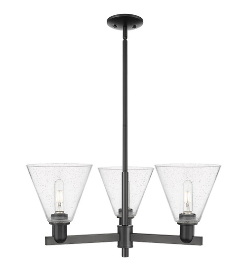 Innovations - 716-3CR-BK-GBC-84 - Three Light Pendant - Arcadia - Matte Black