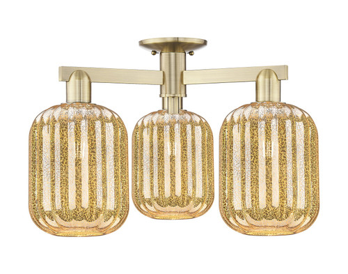 Innovations - 716-3F-AB-G460-7ME - Three Light Semi-Flush Mount - Arcadia - Antique Brass