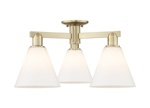 Innovations - 716-3F-AB-GBC-81 - Three Light Semi-Flush Mount - Arcadia - Antique Brass