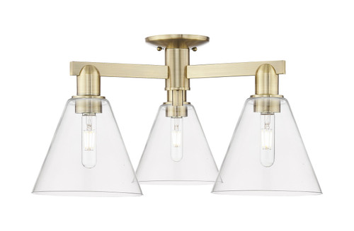 Innovations - 716-3F-AB-GBC-82 - Three Light Semi-Flush Mount - Arcadia - Antique Brass