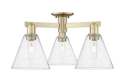 Innovations - 716-3F-AB-GBC-84 - Three Light Semi-Flush Mount - Arcadia - Antique Brass