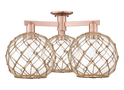 Innovations - 716-3F-AC-G122-10RB - Three Light Semi-Flush Mount - Arcadia - Antique Copper