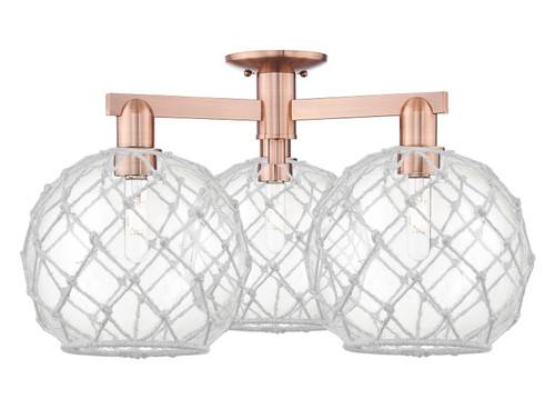 Innovations - 716-3F-AC-G122-10RW - Three Light Semi-Flush Mount - Arcadia - Antique Copper