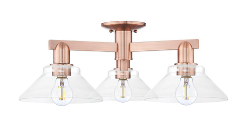 Innovations - 716-3F-AC-G132 - Three Light Semi-Flush Mount - Arcadia - Antique Copper