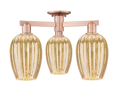 Innovations - 716-3F-AC-G457-6ME - Three Light Semi-Flush Mount - Arcadia - Antique Copper
