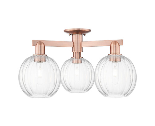 Innovations - 716-3F-AC-G458-7CL - Three Light Semi-Flush Mount - Arcadia - Antique Copper