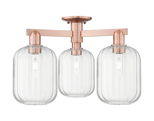 Innovations - 716-3F-AC-G460-7CL - Three Light Semi-Flush Mount - Arcadia - Antique Copper