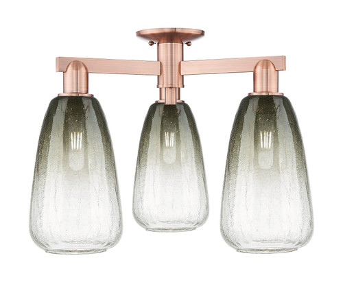 Innovations - 716-3F-AC-G480-6SL - Three Light Semi-Flush Mount - Arcadia - Antique Copper