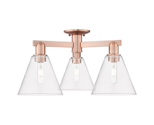 Innovations - 716-3F-AC-GBC-82 - Three Light Semi-Flush Mount - Arcadia - Antique Copper