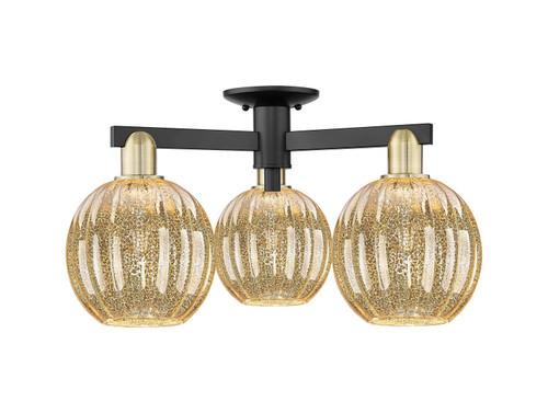 Innovations - 716-3F-BAB-G458-7ME - Three Light Semi-Flush Mount - Arcadia - Black Antique Brass