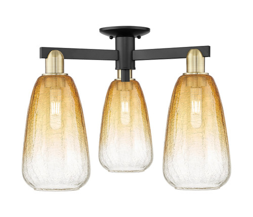 Innovations - 716-3F-BAB-G480-6AM - Three Light Semi-Flush Mount - Arcadia - Black Antique Brass