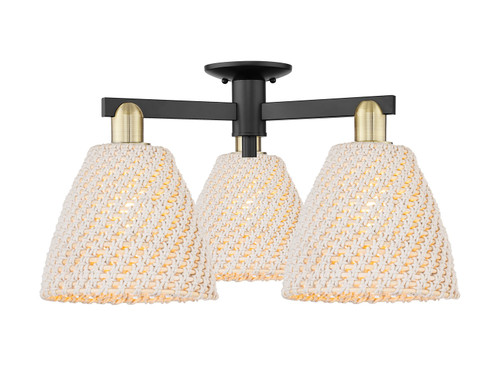 Innovations - 716-3F-BAB-NBD-9-NAT - Three Light Semi-Flush Mount - Arcadia - Black Antique Brass