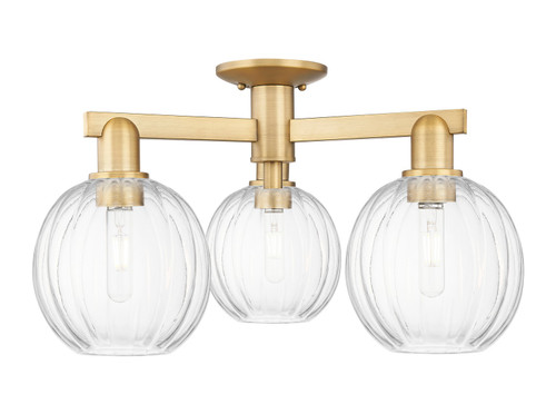 Innovations - 716-3F-BB-G458-7CL - Three Light Semi-Flush Mount - Arcadia - Brushed Brass