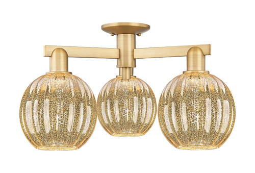 Innovations - 716-3F-BB-G458-7ME - Three Light Semi-Flush Mount - Arcadia - Brushed Brass