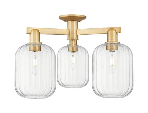 Innovations - 716-3F-BB-G460-7CL - Three Light Semi-Flush Mount - Arcadia - Brushed Brass