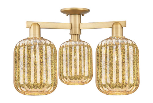 Innovations - 716-3F-BB-G460-7ME - Three Light Semi-Flush Mount - Arcadia - Brushed Brass