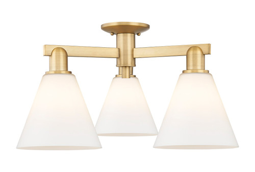 Innovations - 716-3F-BB-GBC-81 - Three Light Semi-Flush Mount - Arcadia - Brushed Brass