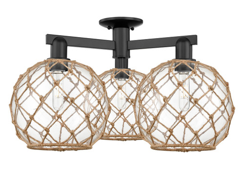 Innovations - 716-3F-BK-G122-10RB - Three Light Semi-Flush Mount - Arcadia - Matte Black