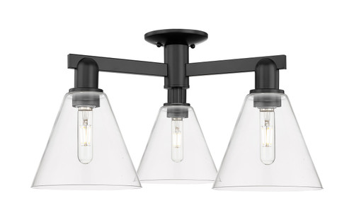 Innovations - 716-3F-BK-GBC-82 - Three Light Semi-Flush Mount - Arcadia - Matte Black