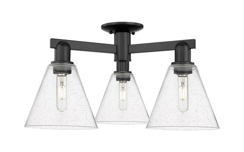 Innovations - 716-3F-BK-GBC-84 - Three Light Semi-Flush Mount - Arcadia - Matte Black