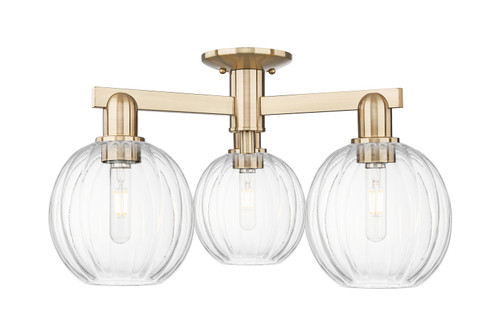 Innovations - 716-3F-CB-G458-7CL - Three Light Semi-Flush Mount - Arcadia - Champagne Bronze