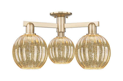 Innovations - 716-3F-CB-G458-7ME - Three Light Semi-Flush Mount - Arcadia - Champagne Bronze