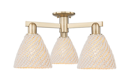Innovations - 716-3F-CB-NBD-75-NAT - Three Light Semi-Flush Mount - Arcadia - Champagne Bronze