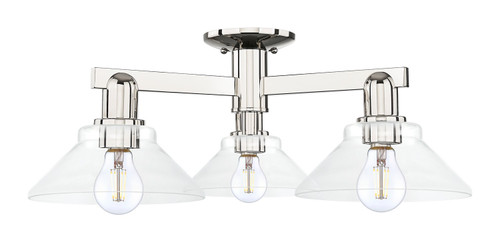 Innovations - 716-3F-PN-G132 - Three Light Semi-Flush Mount - Arcadia - Polished Nickel