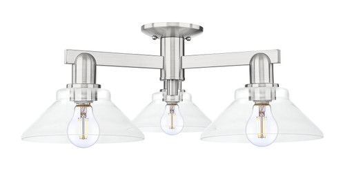 Innovations - 716-3F-SN-G132 - Three Light Semi-Flush Mount - Arcadia - Brushed Satin Nickel