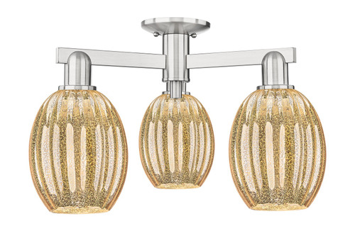 Innovations - 716-3F-SN-G459-6ME - Three Light Semi-Flush Mount - Arcadia - Brushed Satin Nickel