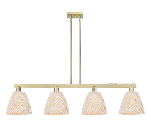 Innovations - 716-4I-AB-NBD-9-NAT - Four Light Island Pendant - Arcadia - Antique Brass