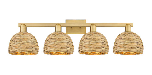 Innovations - 716-4W-BB-RBD-8-NAT - Four Light Bath Vanity - Arcadia - Brushed Brass