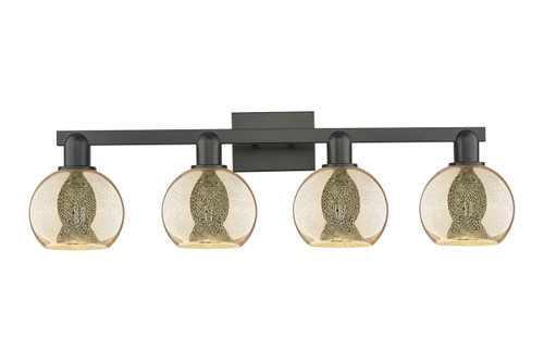 Innovations - 716-4W-BK-G128-6 - Four Light Bath Vanity - Arcadia - Matte Black