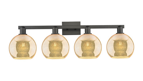 Innovations - 716-4W-BK-G128-8 - Four Light Bath Vanity - Arcadia - Matte Black