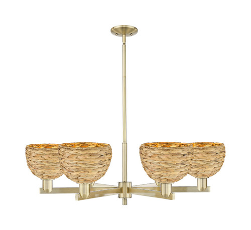 Innovations - 716-6CR-AB-RBD-8-NAT - Six Light Chandelier - Arcadia - Antique Brass