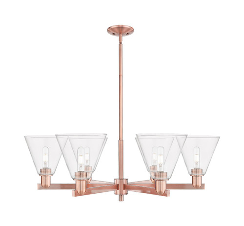 Innovations - 716-6CR-AC-GBC-82 - Six Light Chandelier - Arcadia - Antique Copper