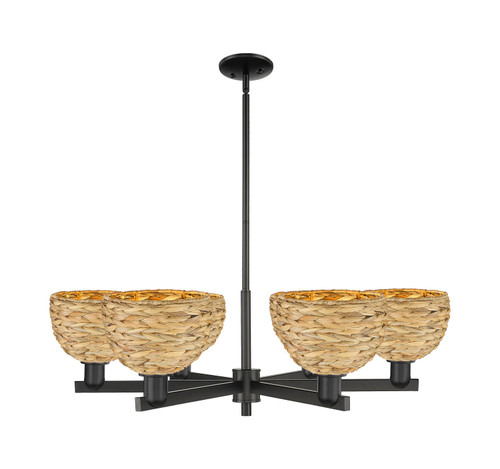 Innovations - 716-6CR-BK-RBD-8-NAT - Six Light Chandelier - Arcadia - Matte Black