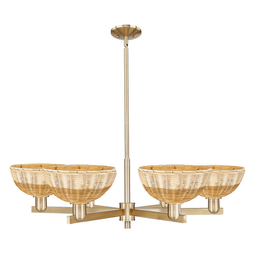 Innovations - 716-6CR-CB-NBD2-9-NAT - Six Light Chandelier - Arcadia - Champagne Bronze