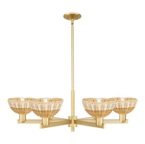 Innovations - 716-6CR-SG-NBD2-75-NAT - Six Light Chandelier - Arcadia - Satin Gold