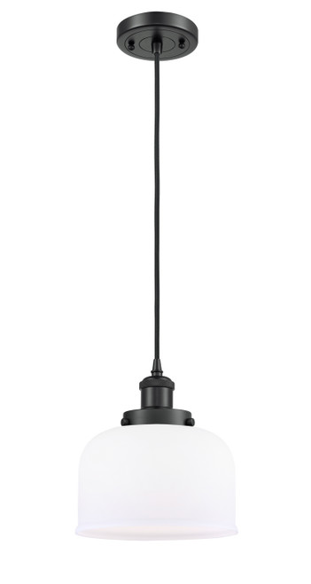 manufacturer_finish:Matte Black|manufacturer_glass:Cased Matte White Large Bell|light_output:220.00lm|color_temperature:2200K|cri:99