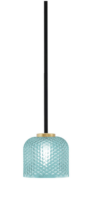 Toltec Lighting - 6201-MBNAB-4615 - One Light Mini Pendant - Sandia - Matte Black & New Age Brass